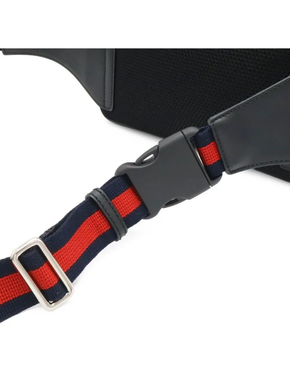 Gucci GG Supreme Web Line Tiger Waist Bag Leather Black Dark Gray